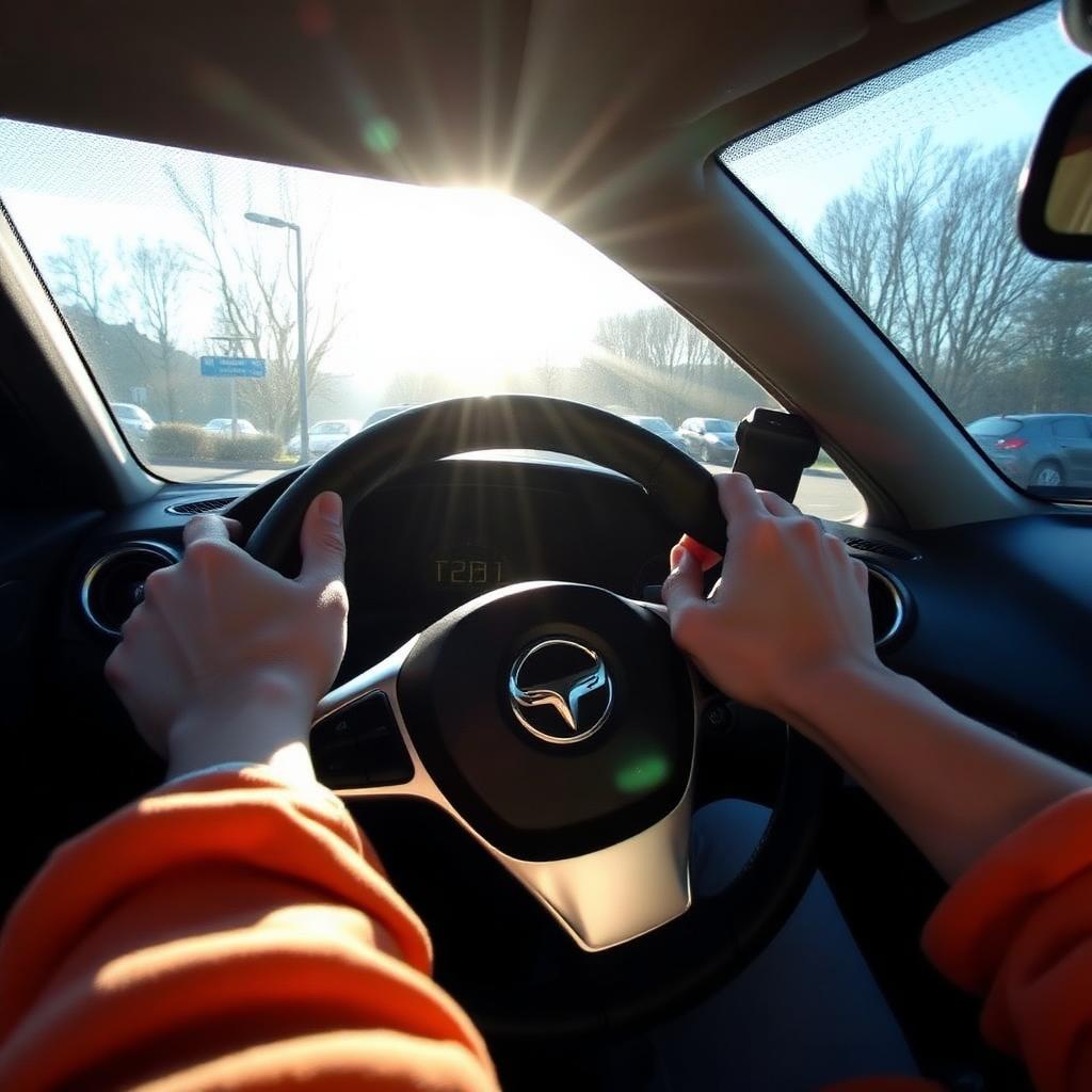 Hands on steering wheel